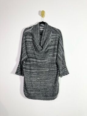 Field Flower Athropologie Marled Gray Fuzzy Cowl Neck Oversized Sweater